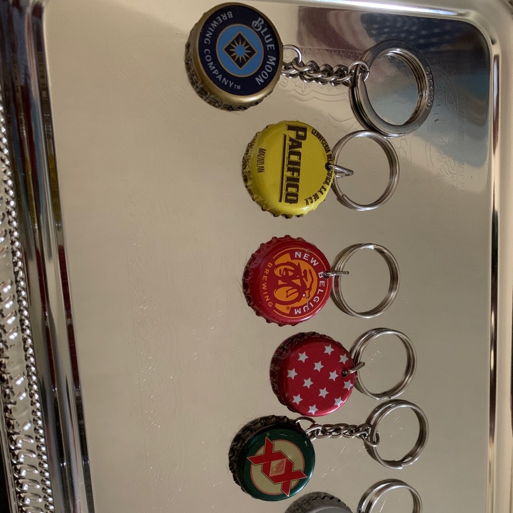 Beer bottle cap keychains